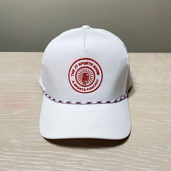 The JT Sports Show Hat Cap SnapBack White Red Rope Logo NFL Imperial Adjustable - Picture 2 of 9